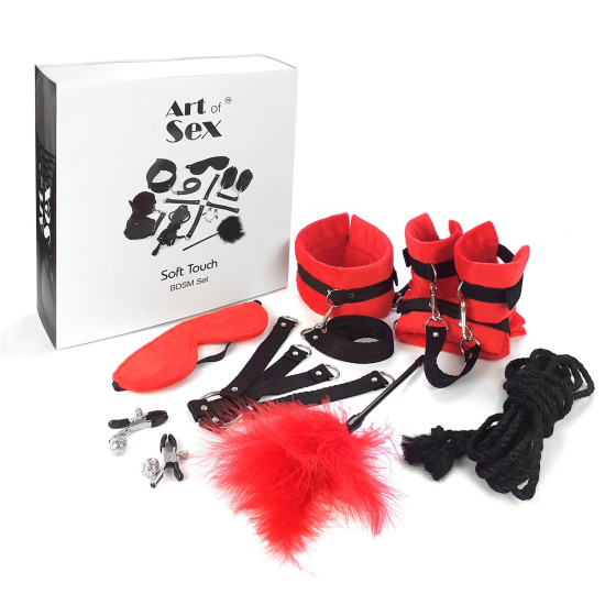 БДСМ набір з 9 предметів, червоний Art of Sex Soft Touch BDSM Set