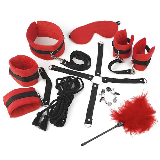 БДСМ набір з 9 предметів, червоний Art of Sex Soft Touch BDSM Set