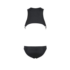 Кожаное боди с заклепками, черное Passion 056 Adam Black, L/XL