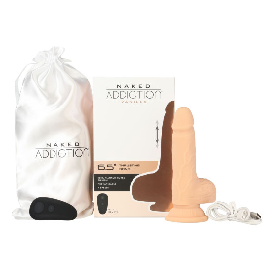 Фалоімітатор з пульсацією, довжина 16,5 см, діаметр 3,2 см Naked Addiction 6.5" Thrusting Dong With Remote