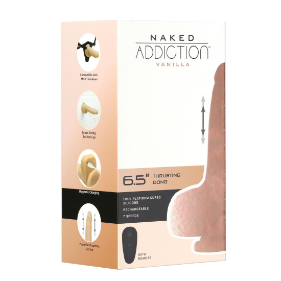 Фалоімітатор з пульсацією, довжина 16,5 см, діаметр 3,2 см Naked Addiction 6.5" Thrusting Dong With Remote