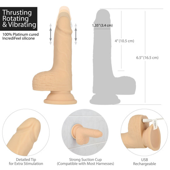 Фалоімітатор з пульсацією, довжина 16,5 см, діаметр 3,2 см Naked Addiction 6.5" Thrusting Dong With Remote