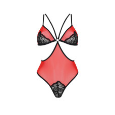 Полупрозрачное боди с кружевом, красное Passion Peonia Body Red, S/M