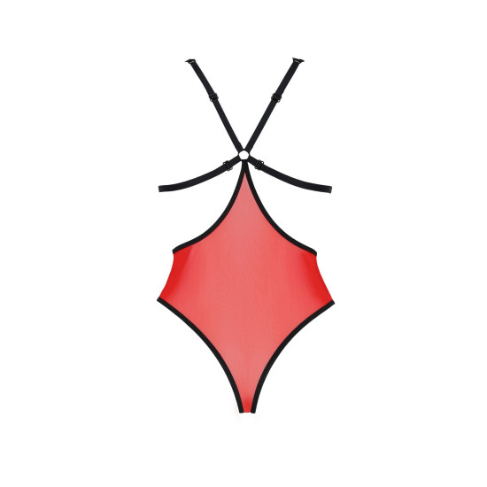 Полупрозрачное боди с кружевом, красное Passion Peonia Body Red, S/M