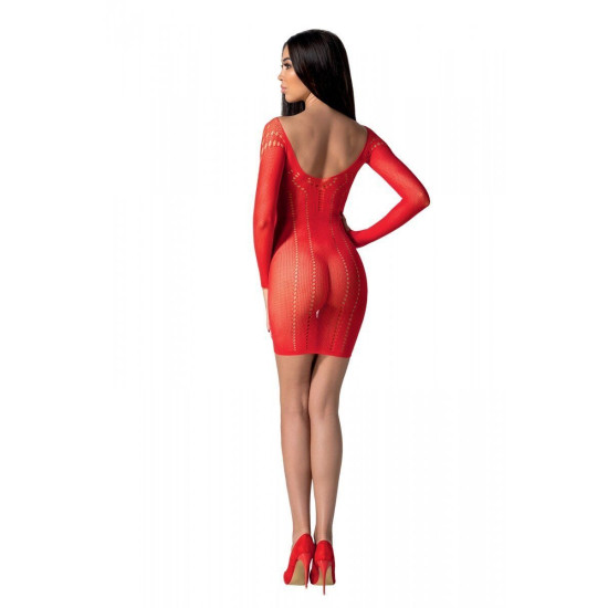 Полупрозрачное мини-платье с рукавами-митенками, красное Passion BS101 Red, One Size