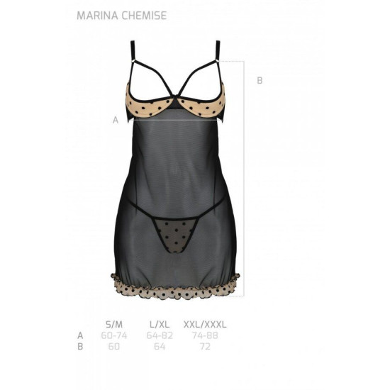 Эротический пеньюар, бежевый Passion Marina Chemise Beige, L/XL