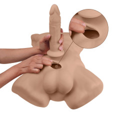 Мастурбатор торс із фалоімітатором на присоску SilexD Apollo L Male Torso Caramel