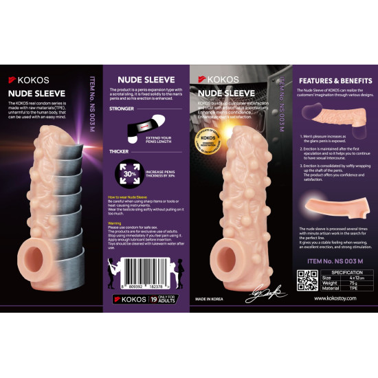 Насадка на член Kokos Nude Sleeve NS 003, M