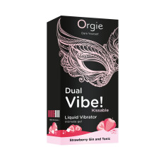 Жидкий вибратор с клубничным вкусом Orgie Dual Vibe! Strawberry Gin & Tonic Kissable Liquid Vibrator, 15 ml
