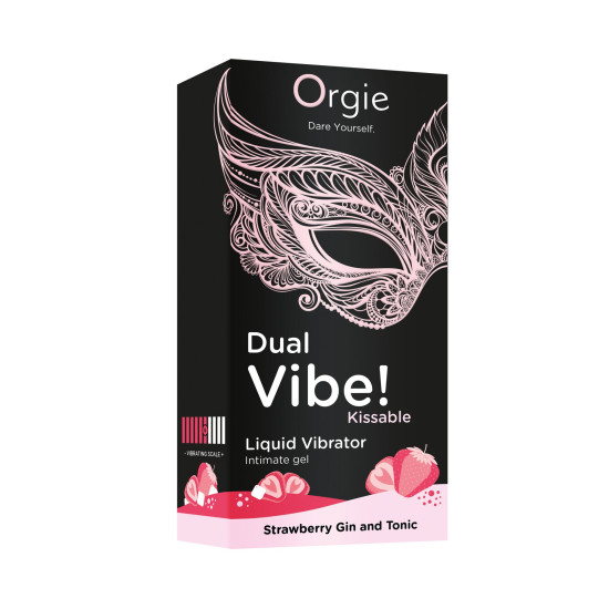 Жидкий вибратор с клубничным вкусом Orgie Dual Vibe! Strawberry Gin & Tonic Kissable Liquid Vibrator, 15 ml