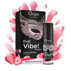 Жидкий вибратор с клубничным вкусом Orgie Dual Vibe! Strawberry Gin & Tonic Kissable Liquid Vibrator, 15 ml
