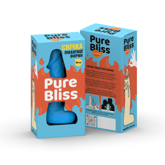 Свеча в форме члена, голубая Pure Bliss BIG Blue, 18 см