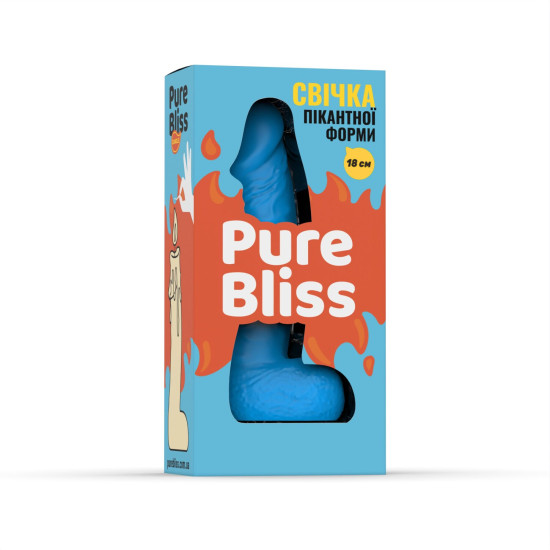 Свеча в форме члена, голубая Pure Bliss BIG Blue, 18 см
