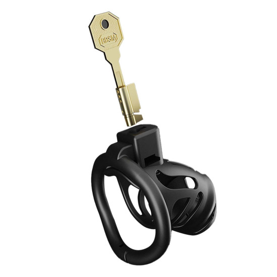 Клетка для пениса с 3 кольцами разных размеров, черная Lockink Sevanda Plastic Penis Chastity Cage