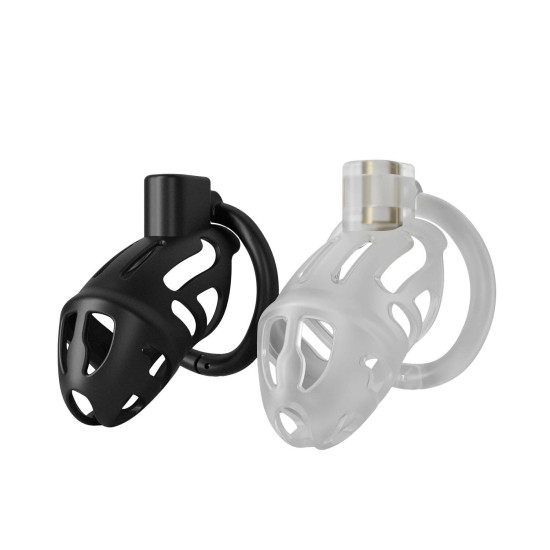 Клетка для пениса с 3 кольцами разных размеров, черная Lockink Sevanda Plastic Penis Chastity Cage