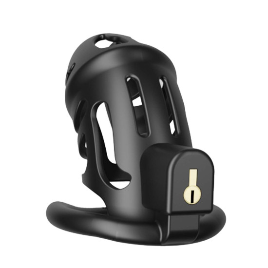 Клетка для пениса с 3 кольцами разных размеров, черная Lockink Sevanda Plastic Penis Chastity Cage