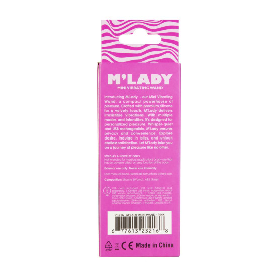 Міні-вібромасажер Wand, рожевий M'Lady Mini Vibrating Wand Pink