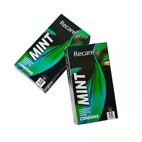 Ультратонкі презервативи з ароматом м'яти, 12 шт Holographic Recare Ultra Thin Mint Condoms