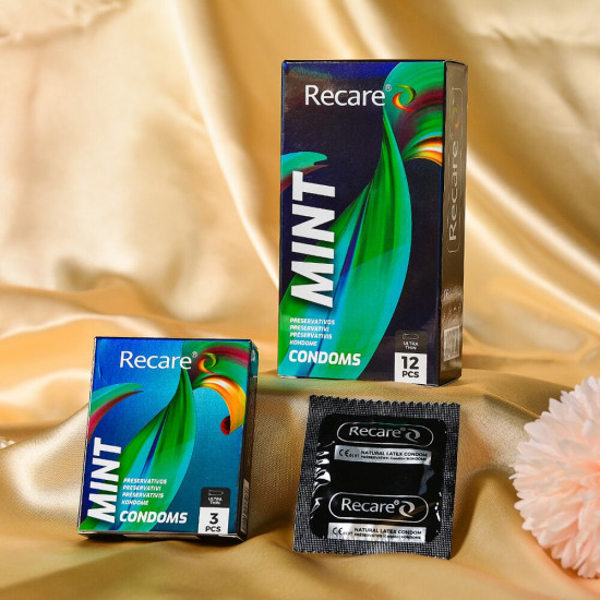 Ультратонкі презервативи з ароматом м'яти, 12 шт Holographic Recare Ultra Thin Mint Condoms