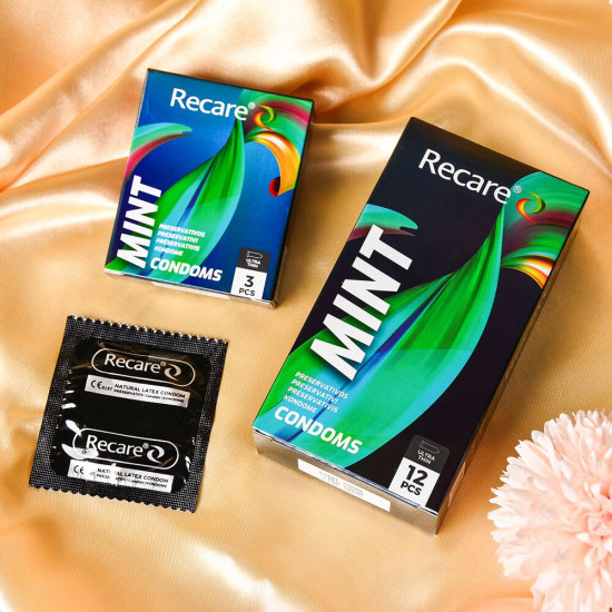 Ультратонкі презервативи з ароматом м'яти, 12 шт Holographic Recare Ultra Thin Mint Condoms