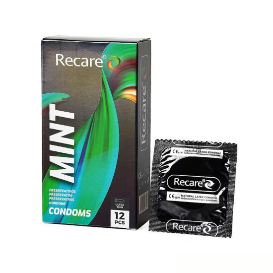 Ультратонкі презервативи з ароматом м'яти, 12 шт Holographic Recare Ultra Thin Mint Condoms