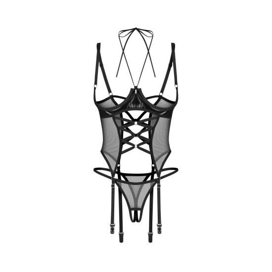 Корсет Obsessive Dominna Cupless Corset & Crotchless Thong, розмір 2XL/3XL