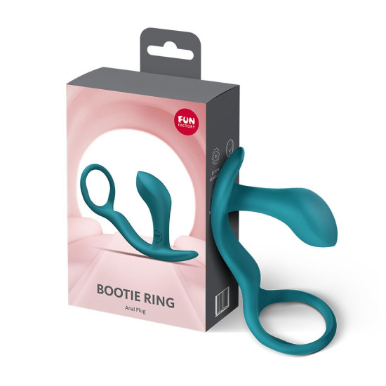 Анальная пробка с эрекционным кольцом, бутылочно-зеленая Fun Factory Bootie Ring Bottle Green