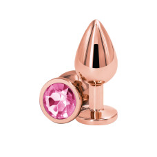 Анальная пробка, розовая, розово-золотистое основание NS Novelties Rear Assets - Rose Gold - Pink, M