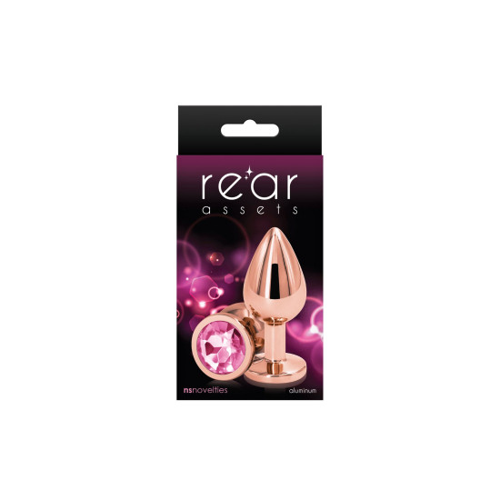 Анальная пробка, розовая, розово-золотистое основание NS Novelties Rear Assets - Rose Gold - Pink, M