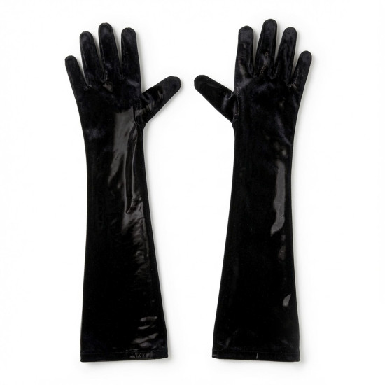 Вінілові рукавички з ефектом мокрого оксамиту, чорні Art of Sex - Lora, M