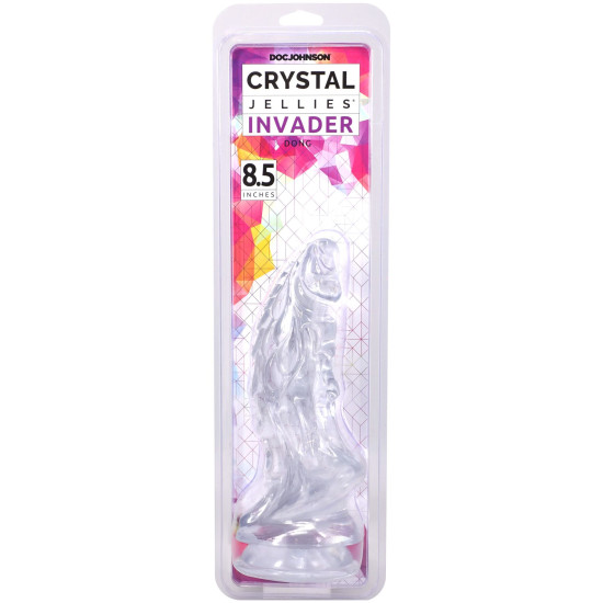 Фэнтезийный фаллоимитатор, длина 21.6 см, прозрачный Doc Johnson Crystal Jellies - Invader Dong 8.5 Inch - Clear