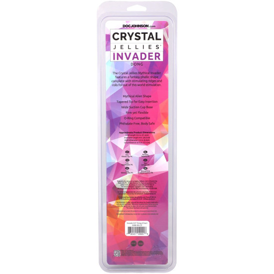 Фэнтезийный фаллоимитатор, длина 21.6 см, прозрачный Doc Johnson Crystal Jellies - Invader Dong 8.5 Inch - Clear