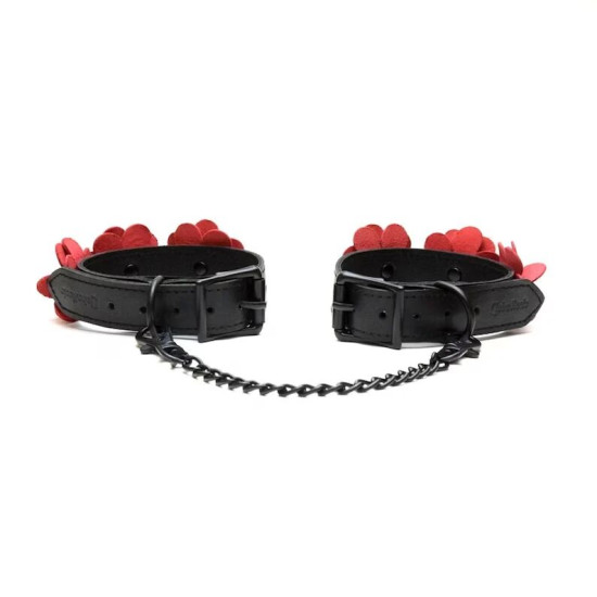 Поножі Liebe Seele Flower Rhythm - Black and Red Leather Flowers Hand Cuffs