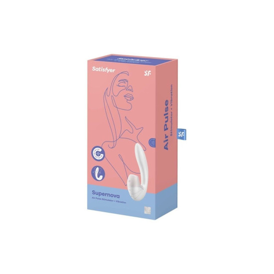 Вакуумний вібратор з 2 положеннями стовбура, білий Satisfyer Supernova White