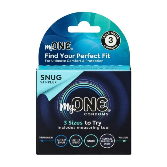 MyONE Snug 3 Sampler - 3 презервативи, картонна коробка (м'ята упаковка)