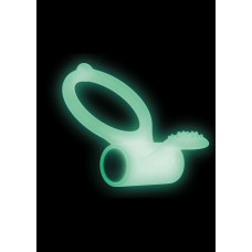 Эрекционное кольцо с вибрацией, светится в темноте, белое Dorcel Power Clit White PHOSPHO