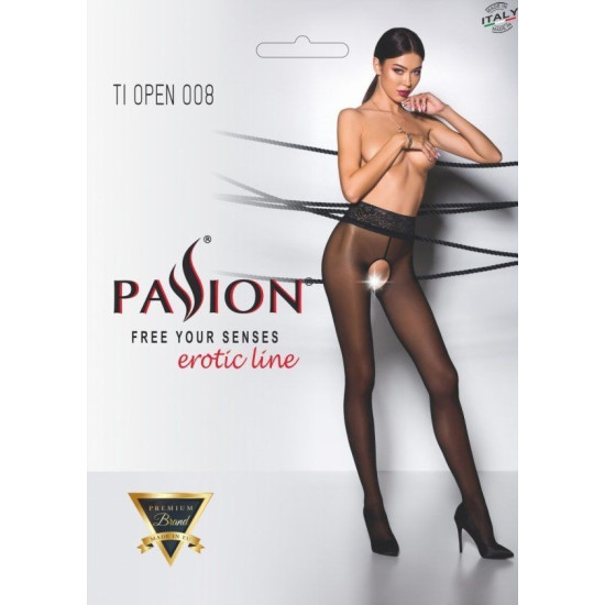 Еротичні колготки з вирізом, 30 den, чорні Passion TIOPEN 008 Nero 1/2