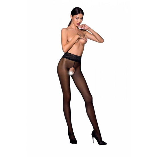 Еротичні колготки з вирізом, 30 den, чорні Passion TIOPEN 008 Nero 1/2