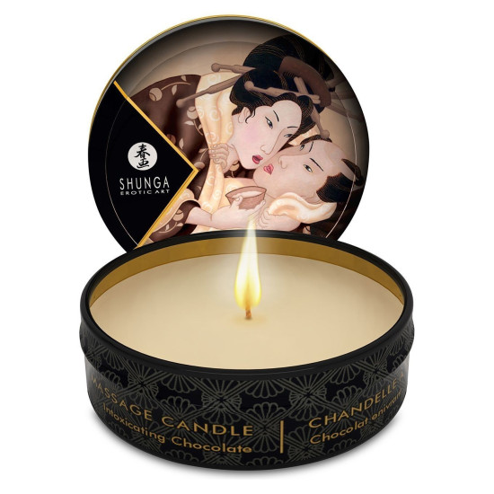 Масажна свічка з афродизіаками та ароматом шоколаду Shunga Mini Massage Candle Intoxicating Chocolate, 30 ml