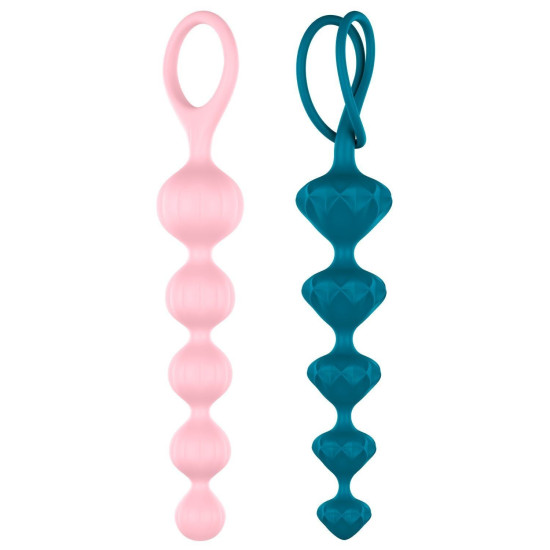 Набір силіконових анальних бус, макс. діаметр 3,3 см і 3,5 см Satisfyer Beads Colored