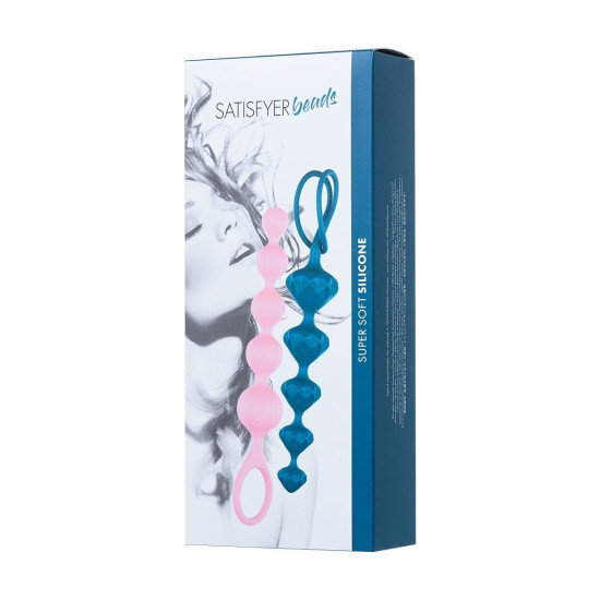 Набір силіконових анальних бус, макс. діаметр 3,3 см і 3,5 см Satisfyer Beads Colored