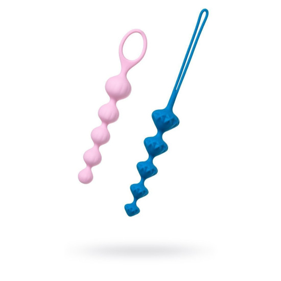 Набір силіконових анальних бус, макс. діаметр 3,3 см і 3,5 см Satisfyer Beads Colored