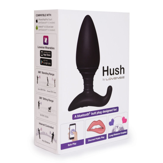 Анальная пробка с вибрацией, длина 9,7 см, диаметр 4,4 см, черная Lovense Hush L
