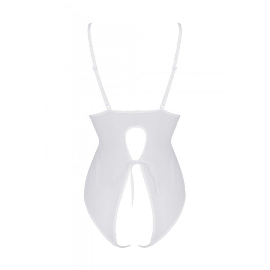 Боди с ажурным декором и открытым доступом, белое Passion Ursula Body White, XXL/XXXL