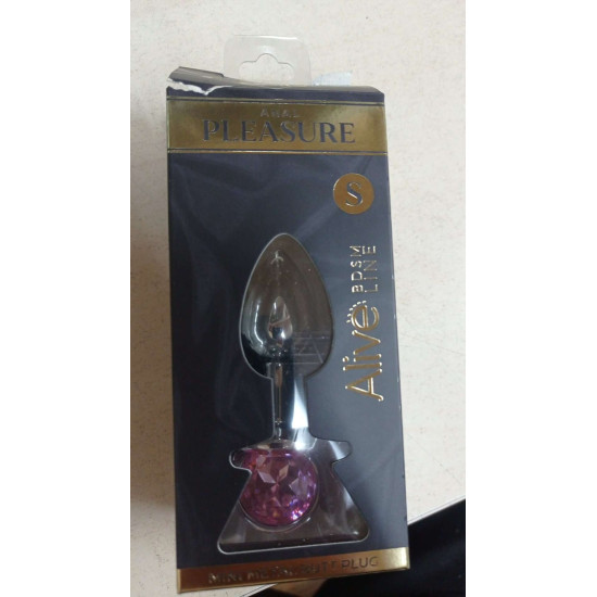 Металева анальна пробка з кристалом Alive Mini Metal Butt Plug Pink S (порвана упаковка!!!)