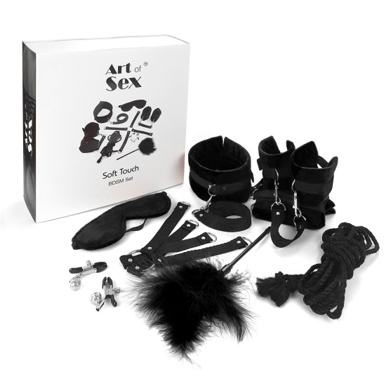 БДСМ набір з 9 предметів, чорний Art of Sex Soft Touch BDSM Set