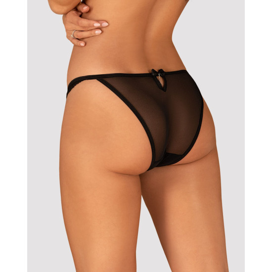Чорні напівпрозорі трусики з підвіскою Obsessive Ivannes Panties Black, L/XL