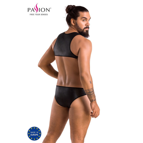 Шкіряне боді з заклепками, чорне Passion 056 Adam Black, S/M