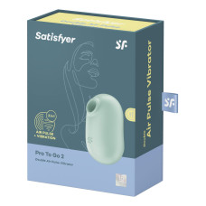 Вакуумний стимулятор з вібрацією, м'ятний Satisfyer Pro To Go 2 Mint