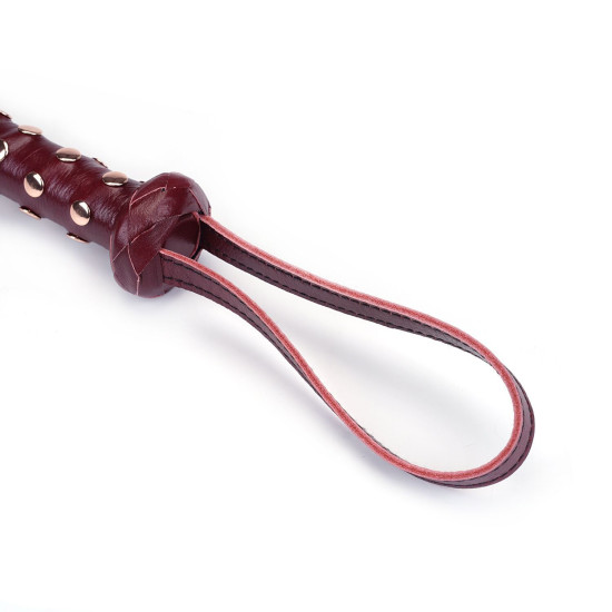 Флоггер из натуральной кожи с заклёпками, красный Liebe Seele Wine Red Studded Flogger